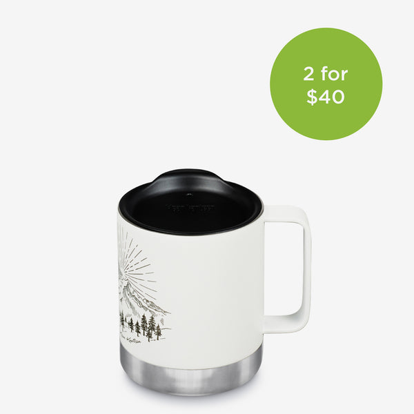 12oz Camp Mug - white mountain graphic - 2 for $40