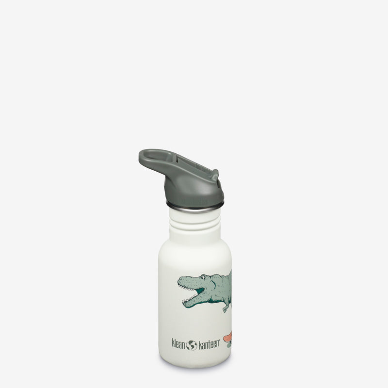 12oz Kid's Water Bottle - Dino Skate design