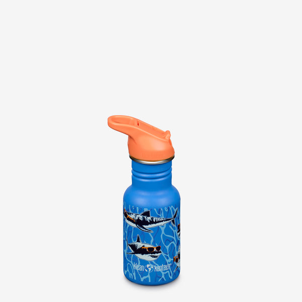 12oz Kid's Water Bottle - Sharks in Shades design