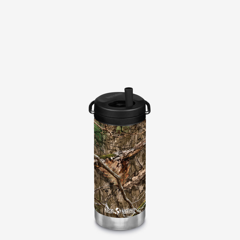 12 oz Insulated Water Bottle with Straw Lid - Mossy Oak design