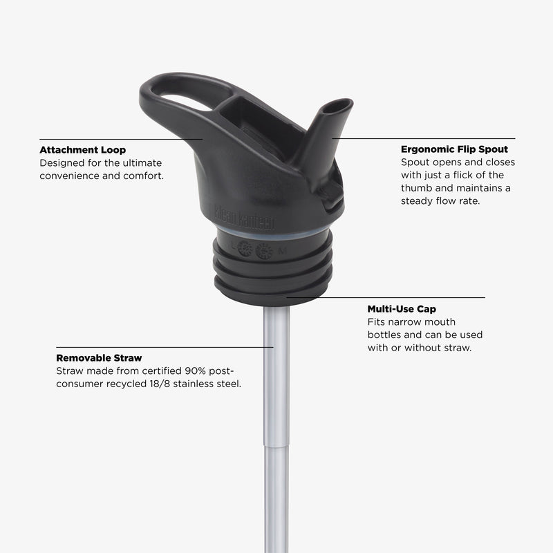 Flip Seal Sport Cap diagram with feature callouts