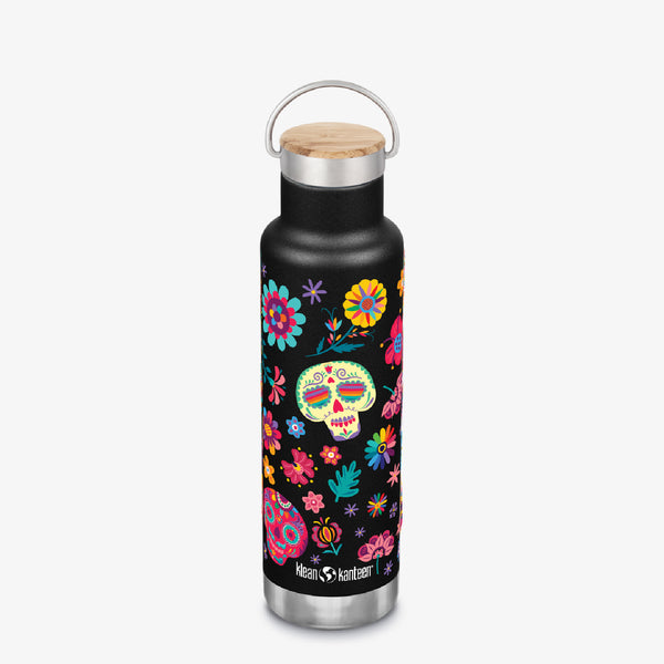 Limited Edition 20 oz Classic Insulated Water Bottle with Bamboo Cap - Skulls