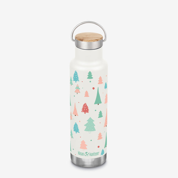 Limited Edition 20 oz Classic Insulated Water Bottle with Bamboo Cap - Christmas Trees