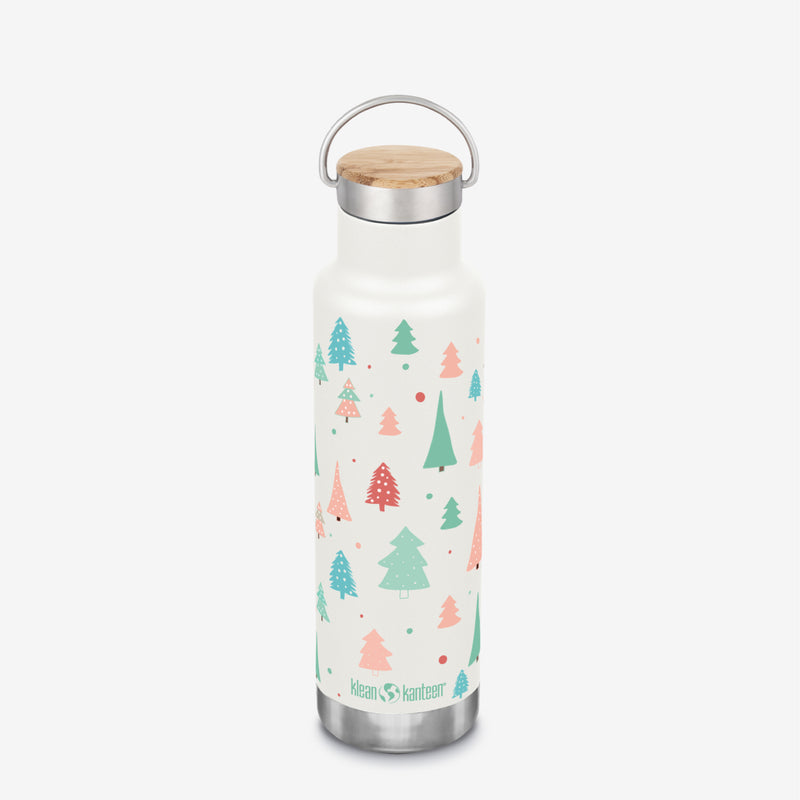 Limited Edition 20 oz Classic Insulated Water Bottle with Bamboo Cap - Christmas Trees