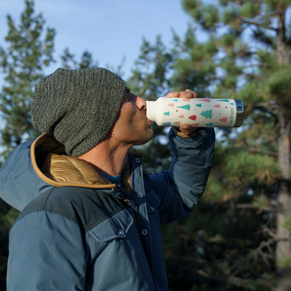 Limited Edition 20 oz Classic Insulated Water Bottle with Bamboo Cap - Christmas Trees