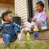 Kids on steps with water bottles