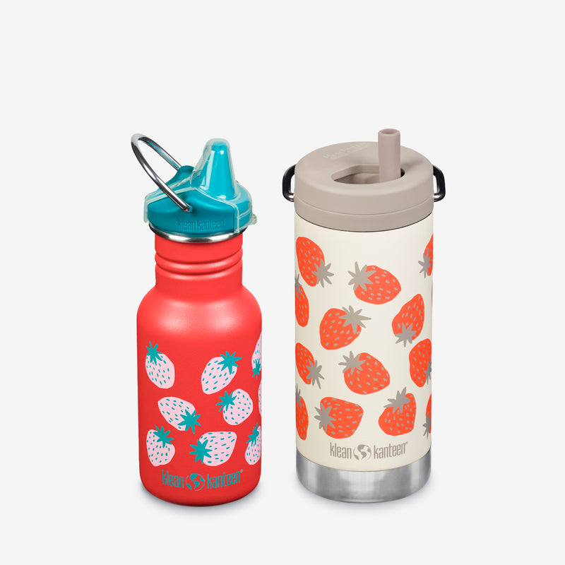 Klean Kanteen 12oz Kids' Classic Narrow Stainless Steel Water Bottle with  Sippy Cap - Coral Strawberries
