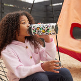 Girl drinking from straw water bottle