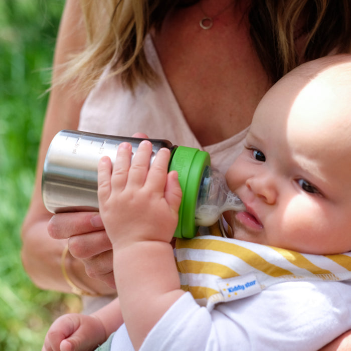 Klean Kanteen Kid Kanteen Wide Mouth Single Wall Stainless Steel Baby  Bottle with Dust Cover